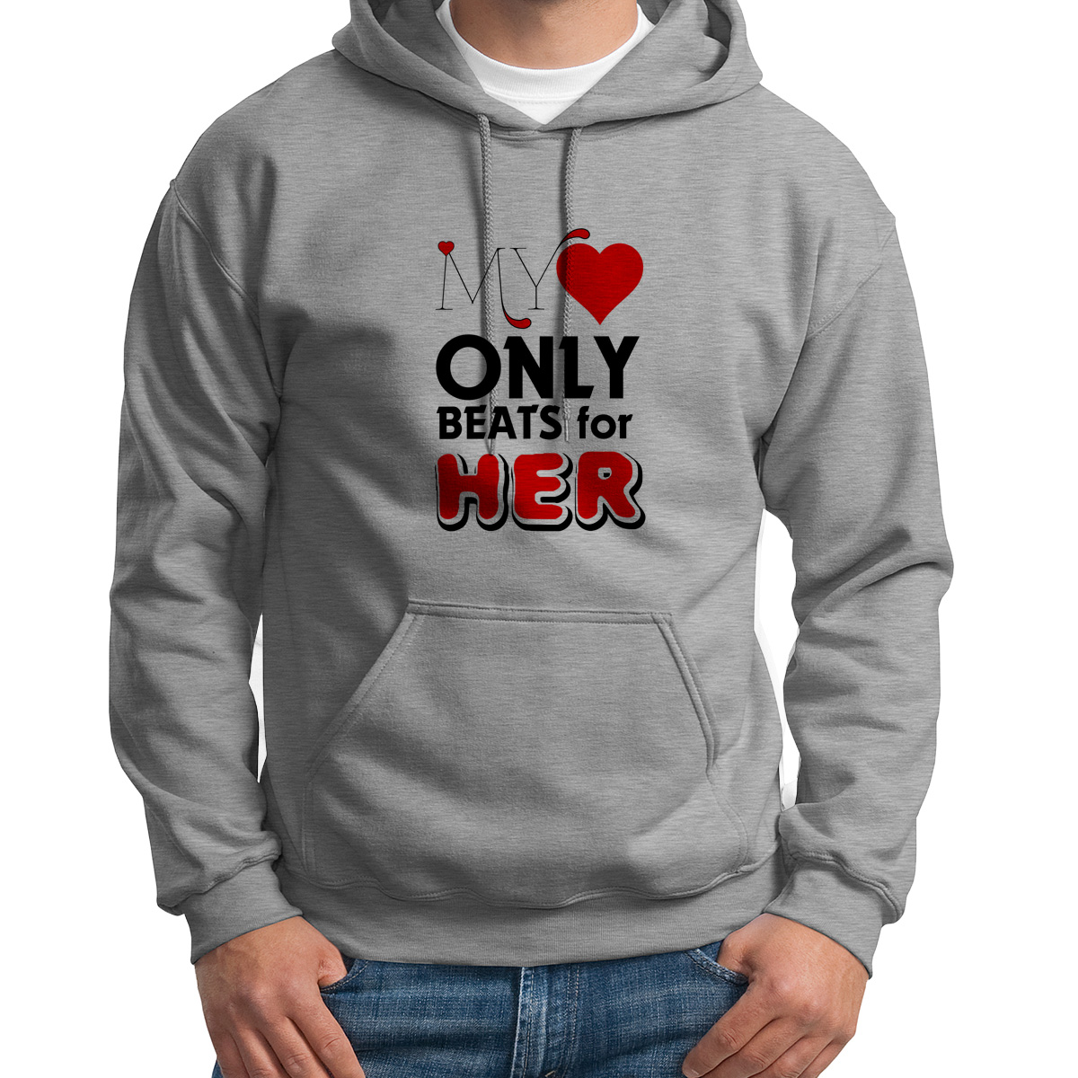 

Худи унисекс CoolPodarok MY ONLY HER серое 44 RU, Серый, 4S043501