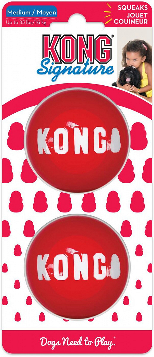 Апорт для собак KONG Ball, красный, 7 см, 2 шт