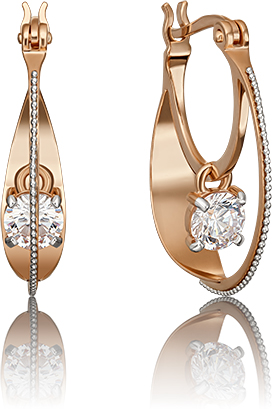 

Серьги конго из золота с swarovski PLATINA jewelry 02-4600-00-501-1111-38, 02-4600-00-501-1111-38