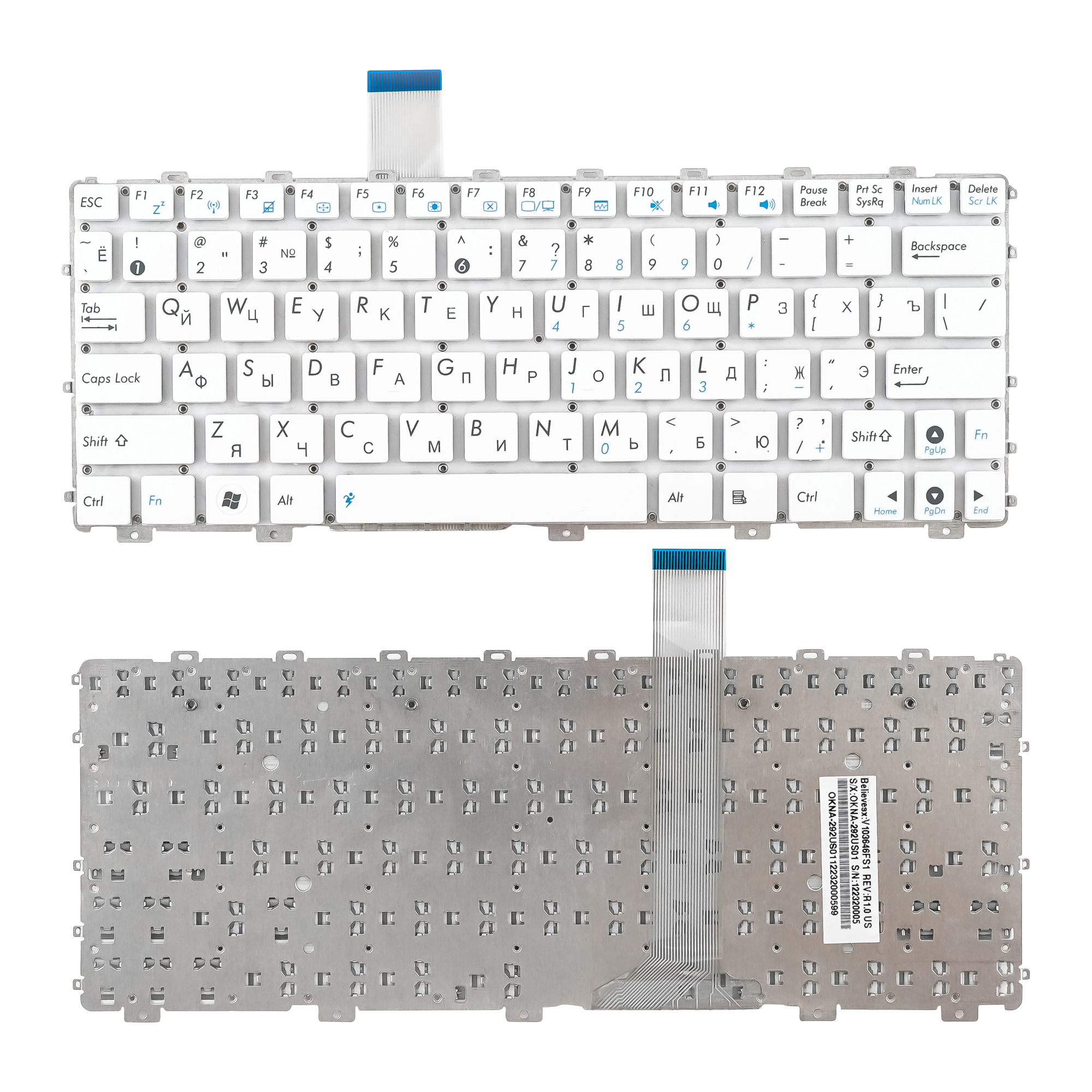 

Клавиатура Azerty для ноутбука Asus Eee PC 1011/ 1015 белая без рамки, AEEJ1700210