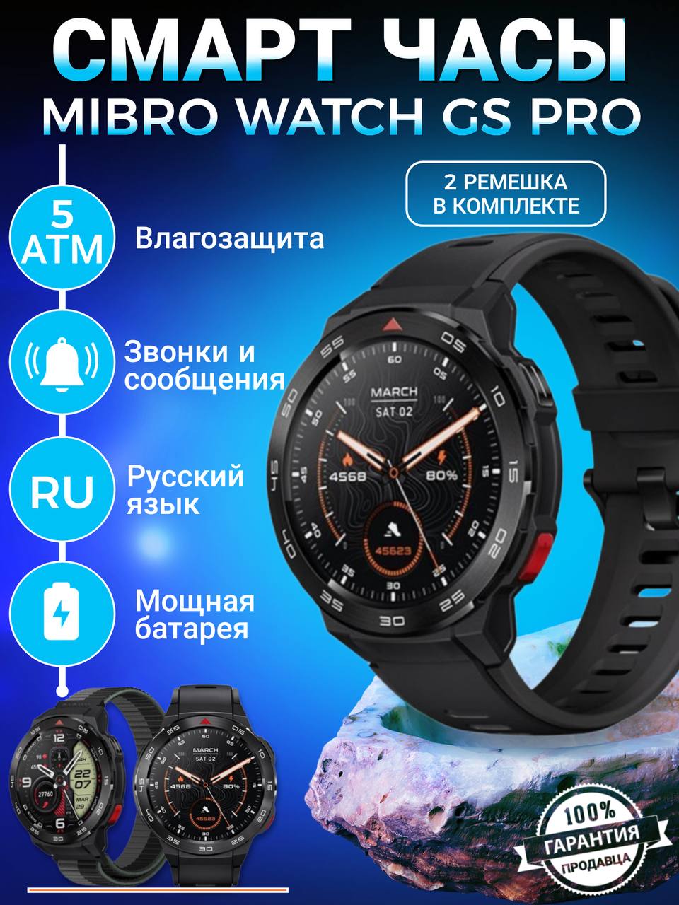 

Смарт-часы наручные Mibro GS PRO Black