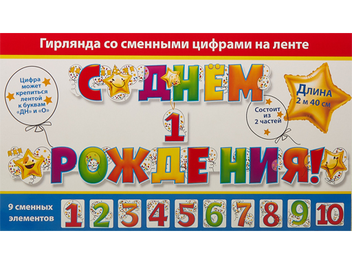 фото Гирлянда "с днем рождения!"1-10лет со сменными цифрами 071.104 nobrand