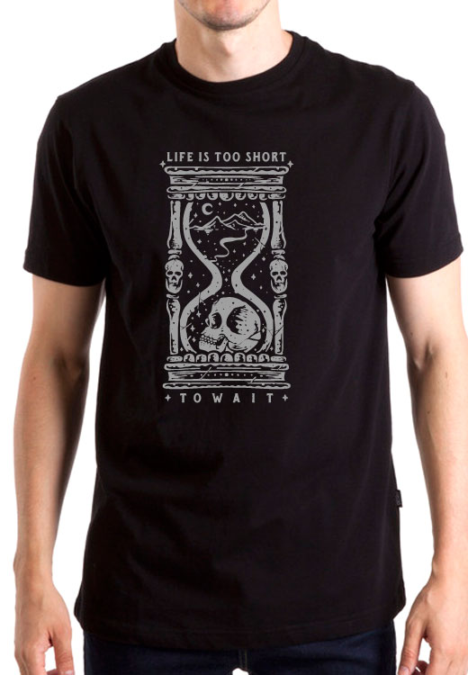

Футболка унисекс NoBrand Life Short Wait черная L, Черный, Life Short Wait