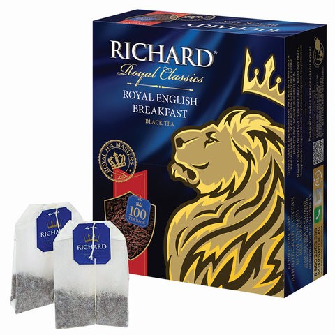 

Чай RICHARD (Ричард) Royal English Breakfast, черный, 100 пакетиков по 2 г, 610002