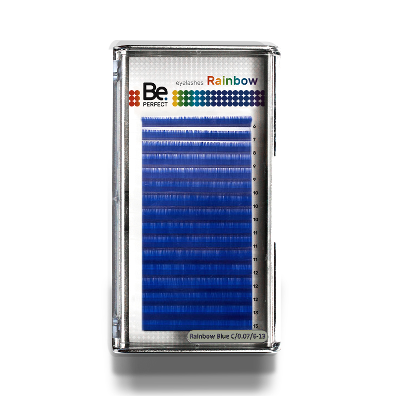 

Ресницы Be Perfect цветные Rainbow Blue 16 линий D 0,07 6-13 мм, Синий