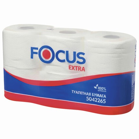 Купить Бумага туалетная Focus Extra спайка 6 шт., 2-слойная (6х48 м)