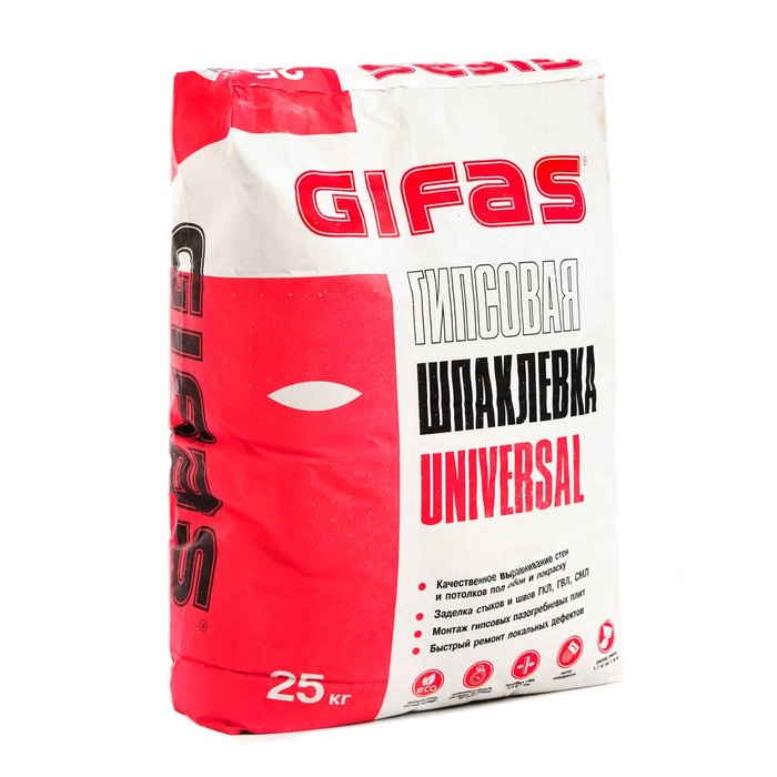 фото Шпаклёвка гипсовая гифас универсал (gifas universal) финишная, 25кг