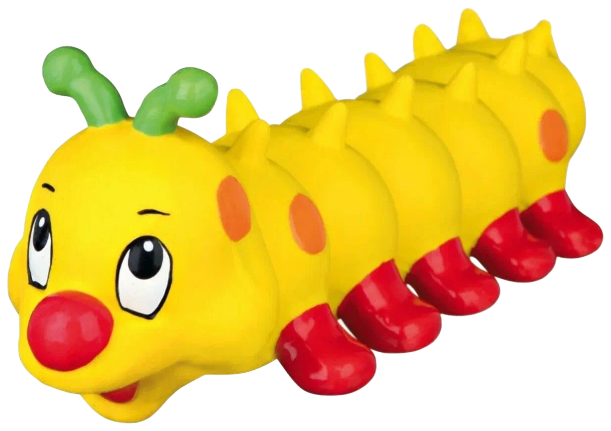 фото Игрушка для собак №1 гусеница желтая с пищалкой латекс, 26 см n1