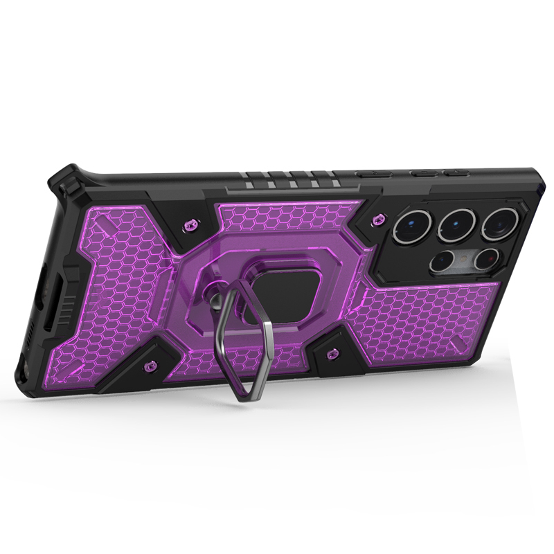 фото Чехол с innovation case c защитой камеры для samsung galaxy s22 ultra (фиолетовый) black panther
