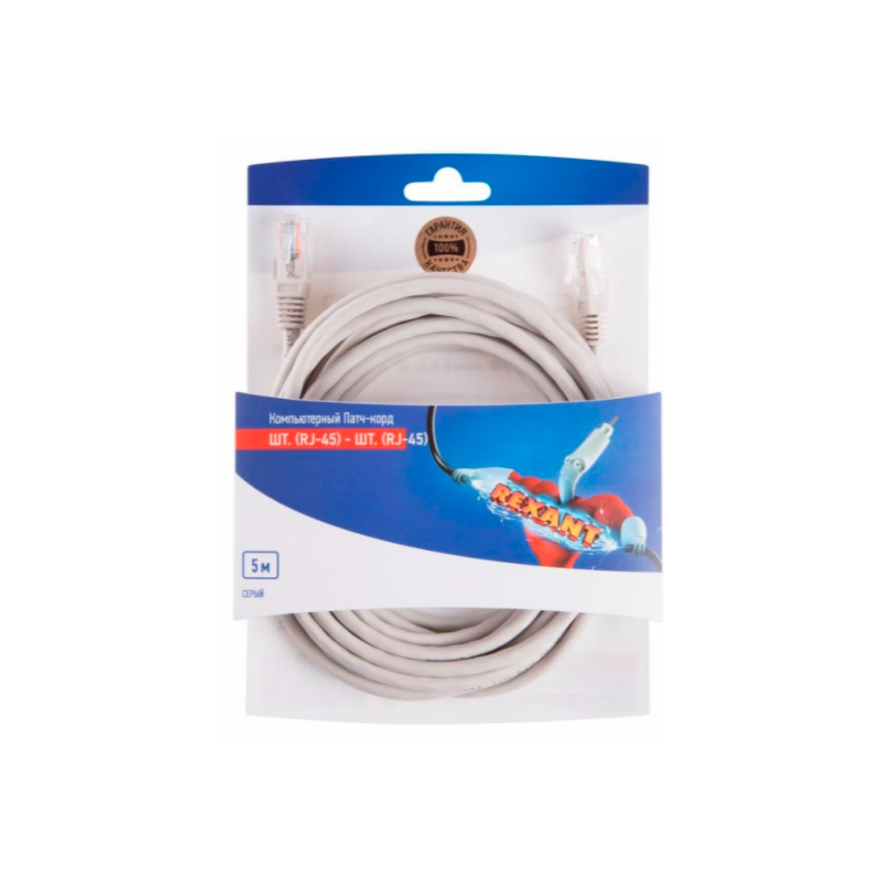 фото Кабель rexant rj45-rj45 m-m 5м