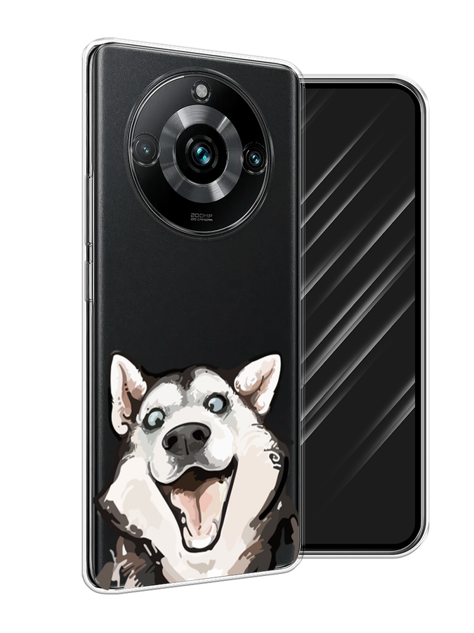 

Чехол Awog на Realme 11 Pro+ "Радостный хаски", Белый;голубой;черный