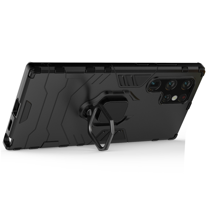 фото Противоударный чехол с кольцом panther case для samsung galaxy s22 ultra (черный) black panther