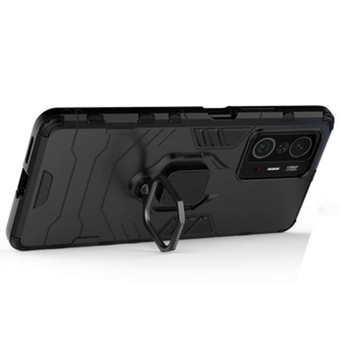 фото Противоударный чехол с кольцом panther case для xiaomi mi 11t (pro) (черный) black panther