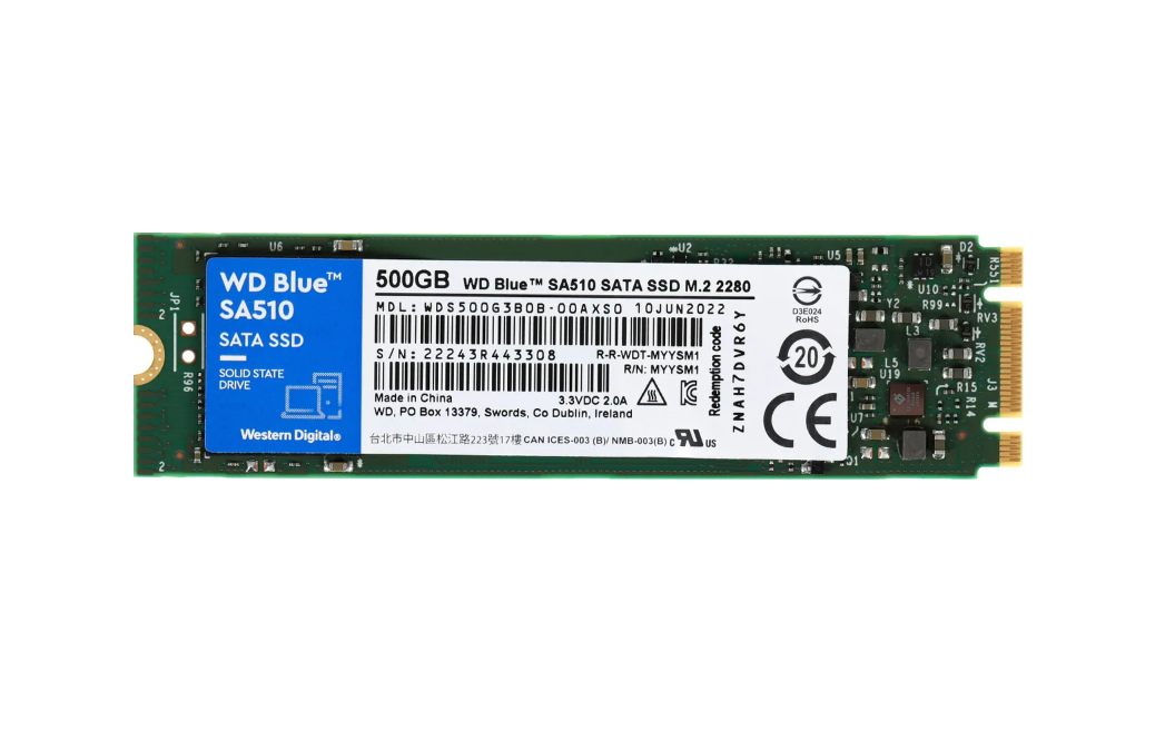 

SSD накопитель WD Blue SA510 M.2 2280 500 ГБ (WDS500G3B0B), Blue SA510