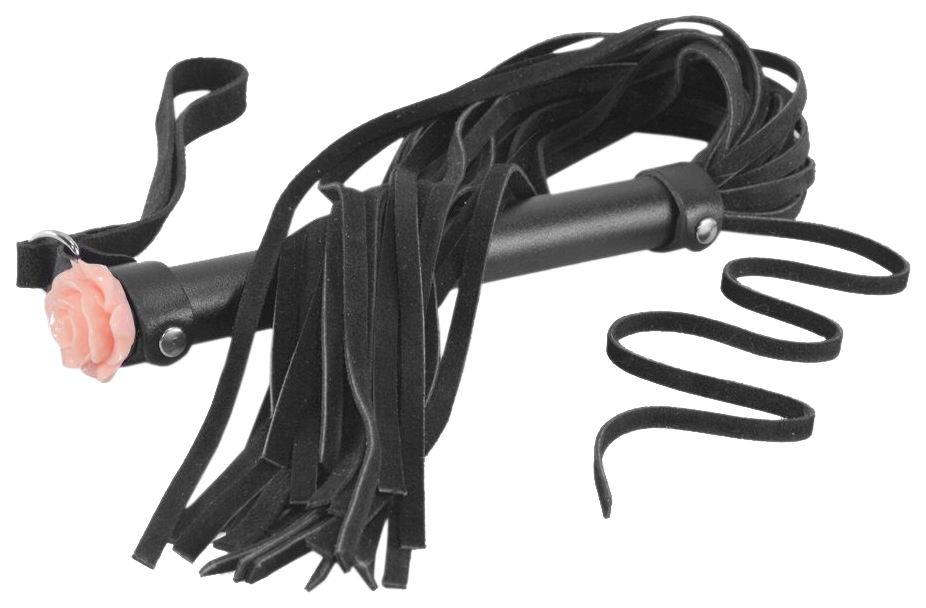 Черная многохвостая плеть с наконечником-розой 57 см 197600