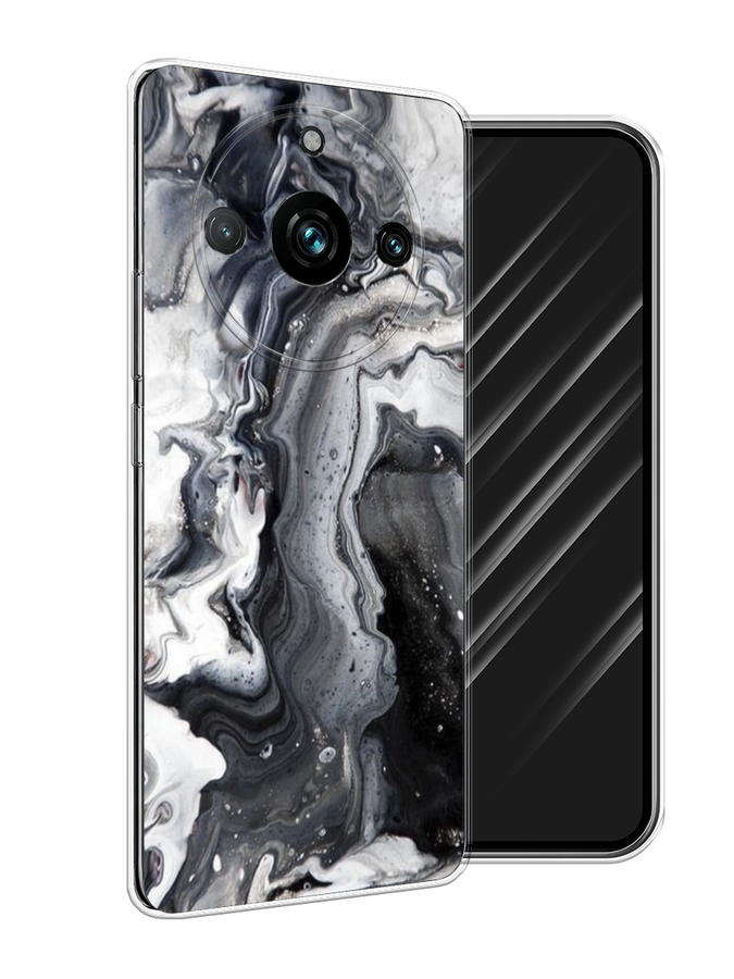 

Чехол Awog на Realme 11 Pro+ "Бело-черные сложные полосы", Серый;серебристый;белый