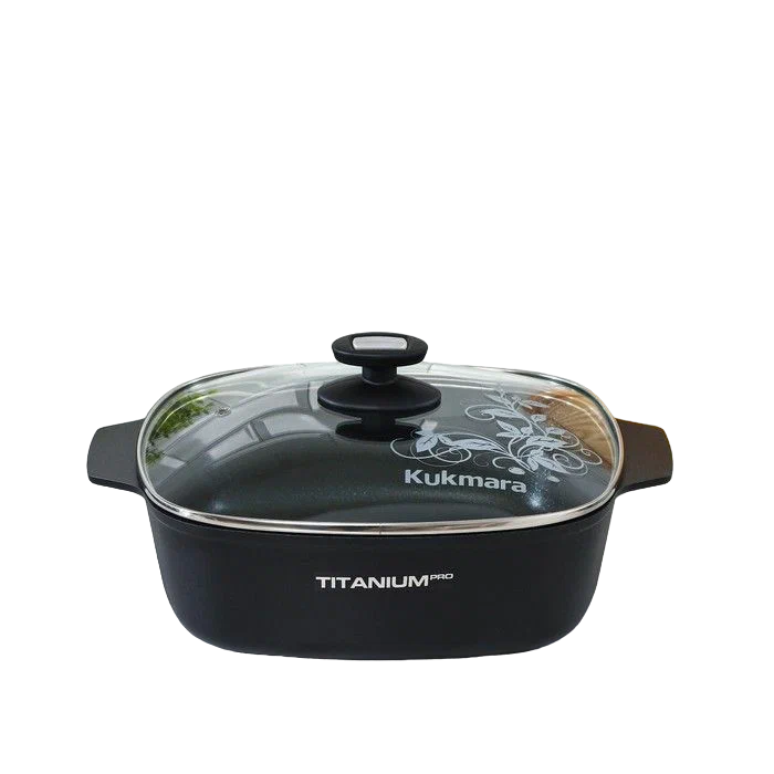 

Жаровня Kukmara titanium pro стеклянная крышка антипригарная 28 см 5 л