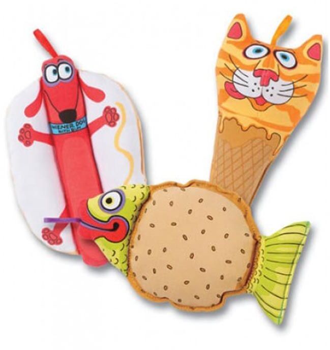 

игрушка-пищалка для собак Fat Cat Mini Snacklers Dog Toy Звери-закуски, 6 см, 3 шт, Звери-закуски