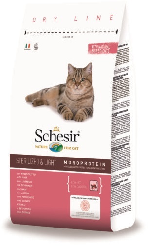фото Сухой корм для кошек schesir sterilized & light , ветчина, 0.4кг