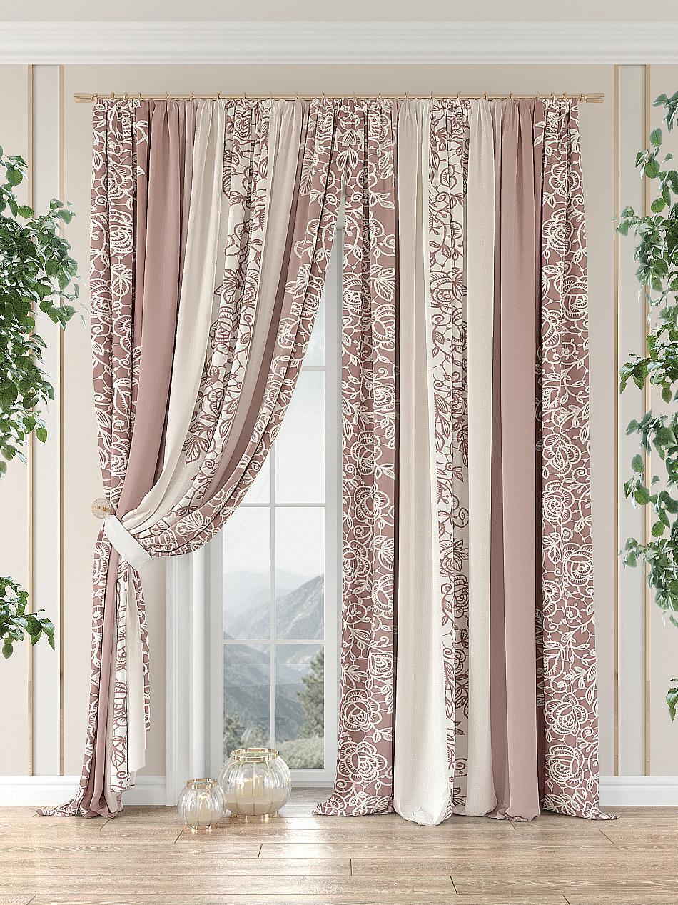 

Комплекты штор AT HOME Кломит (розовый) высота 280 см, ширина 220 см, Белый, 981070