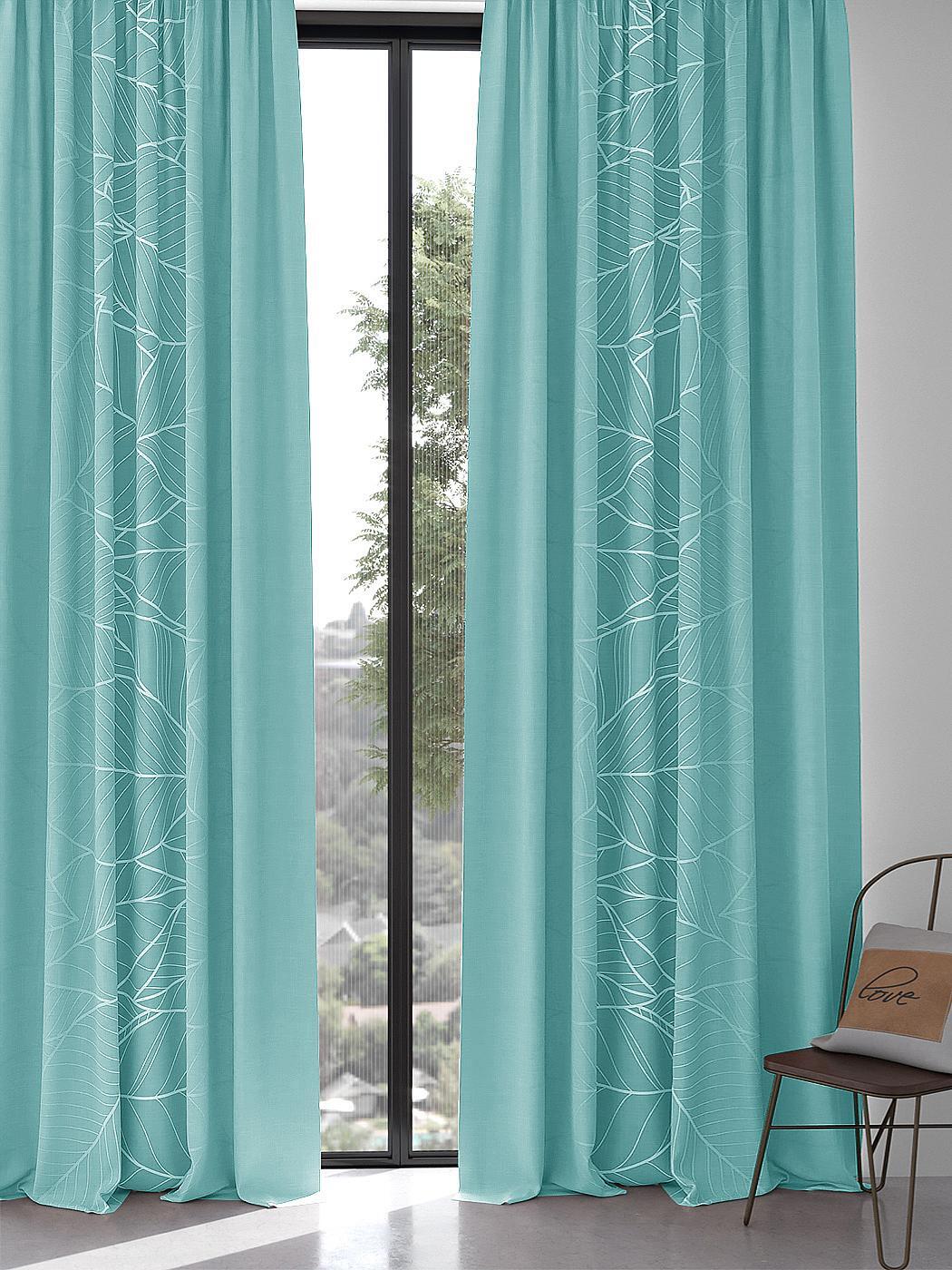 

Комплекты штор AT HOME Велмонс (бирюза) высота 270 см, ширина 150 см, Белый, 967243