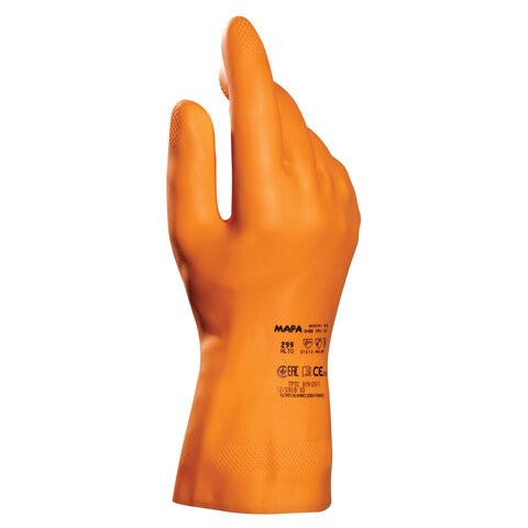 Перчатки латексные MAPA Industrial/Alto 299, х/б напыление, р. 9 L, оранжевые