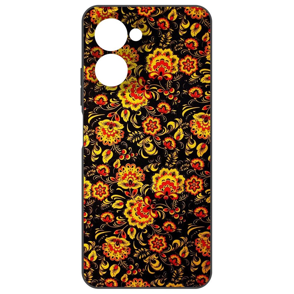Чехол-накладка Krutoff Soft Case Хохлома для Realme C33 2023 черный