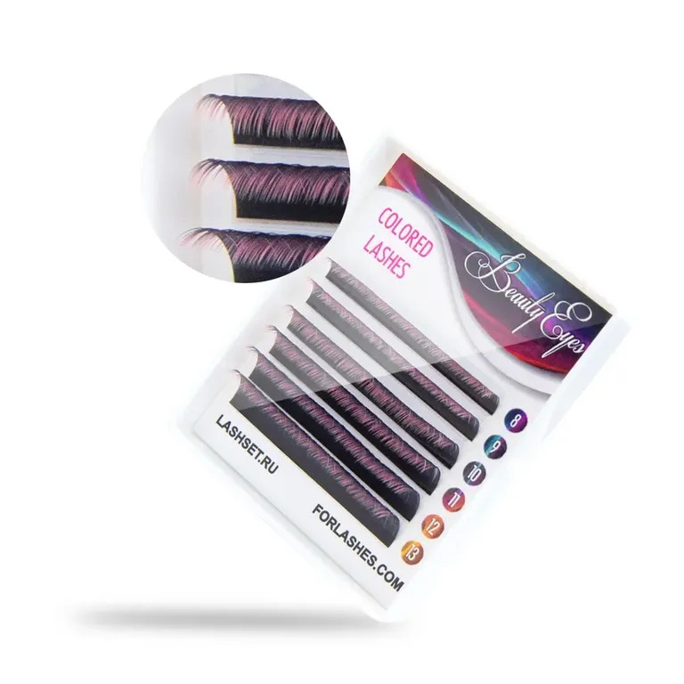 

Ресницы для наращивания Beauty Eyes мини двухтоновые Black - pink 6 линий D 0,10 8-13, Черный