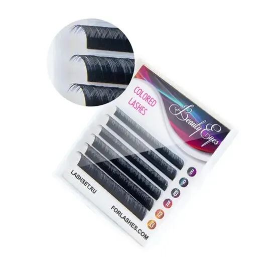 Ресницы для наращивания Beauty Eyes мини двухтоновые black-silver 6 линий CC 0,10 8-13