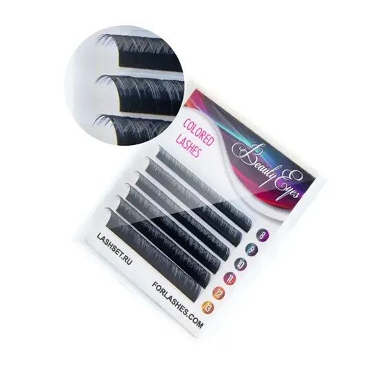 Ресницы для наращивания Beauty Eyes мини двухтоновые black-silver 6 линий C 0,10 8-13