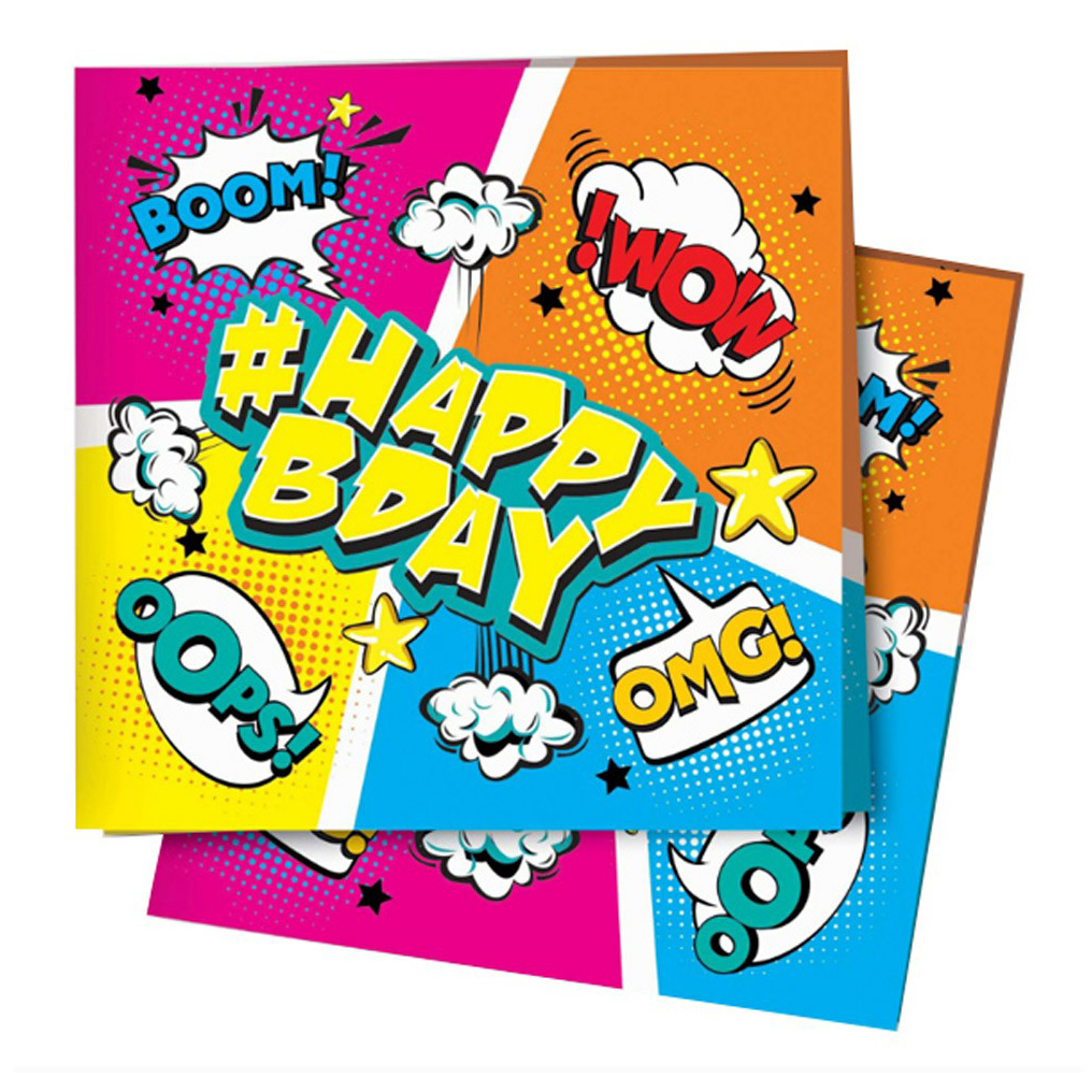 

Салфетки ПатиБум Комиксы Happy birthday 12 шт 24 х 24 см