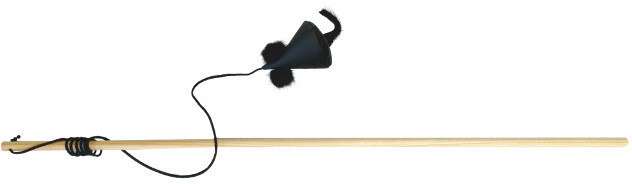 Дразнилка для кошек ZooExpress ЭкоLine Удочка с мышкой, искусственный мех, перья, 50см