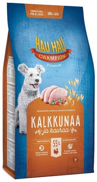 фото Сухой корм для собак hau hau champion turkey-oat , овес, индейка, 1.5кг