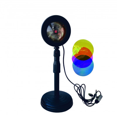 фото Настольная светодиодная лампа-проектор закат, со сменными светофильтрами mobicent