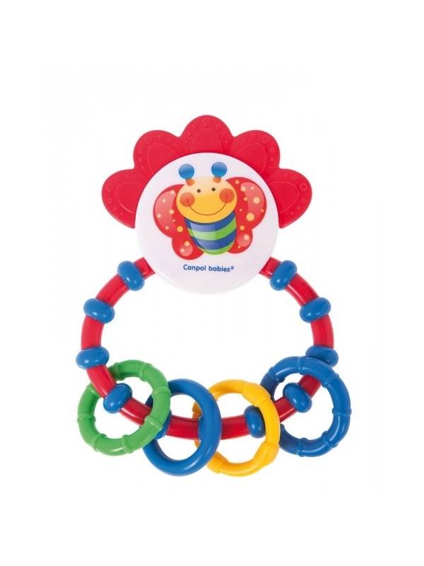 

Погремушка Canpol Babies с мягким прорезывателем Happy garden, красная