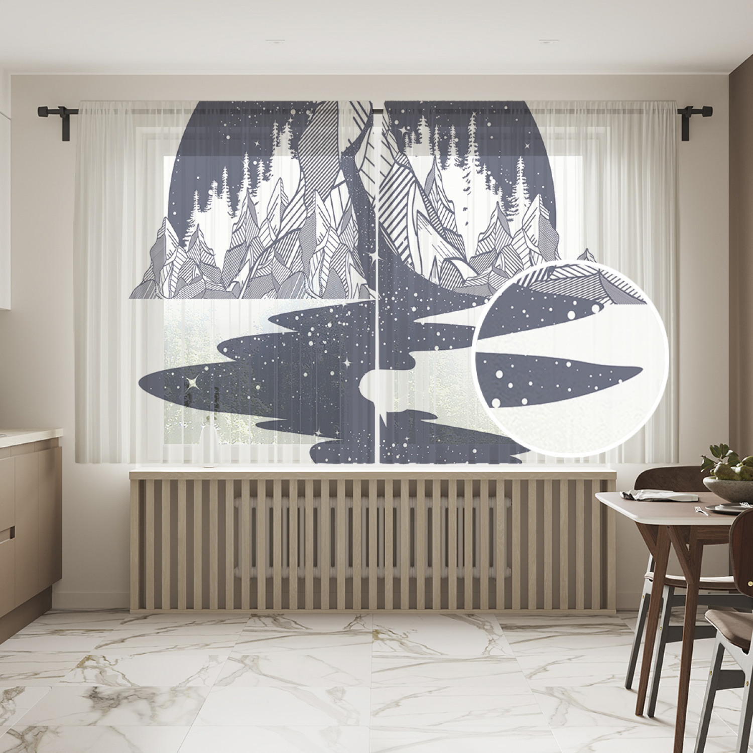 

Шторы и тюль tul_59597_145x180 Горы и звезды графика JoyArty, Горы и звезды графика