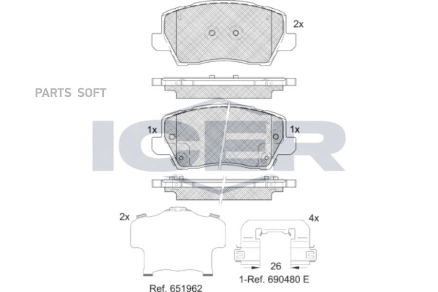 

182325 Колодки Тормозные Дисковые Передние Kia Picanto 17> ICER 182325