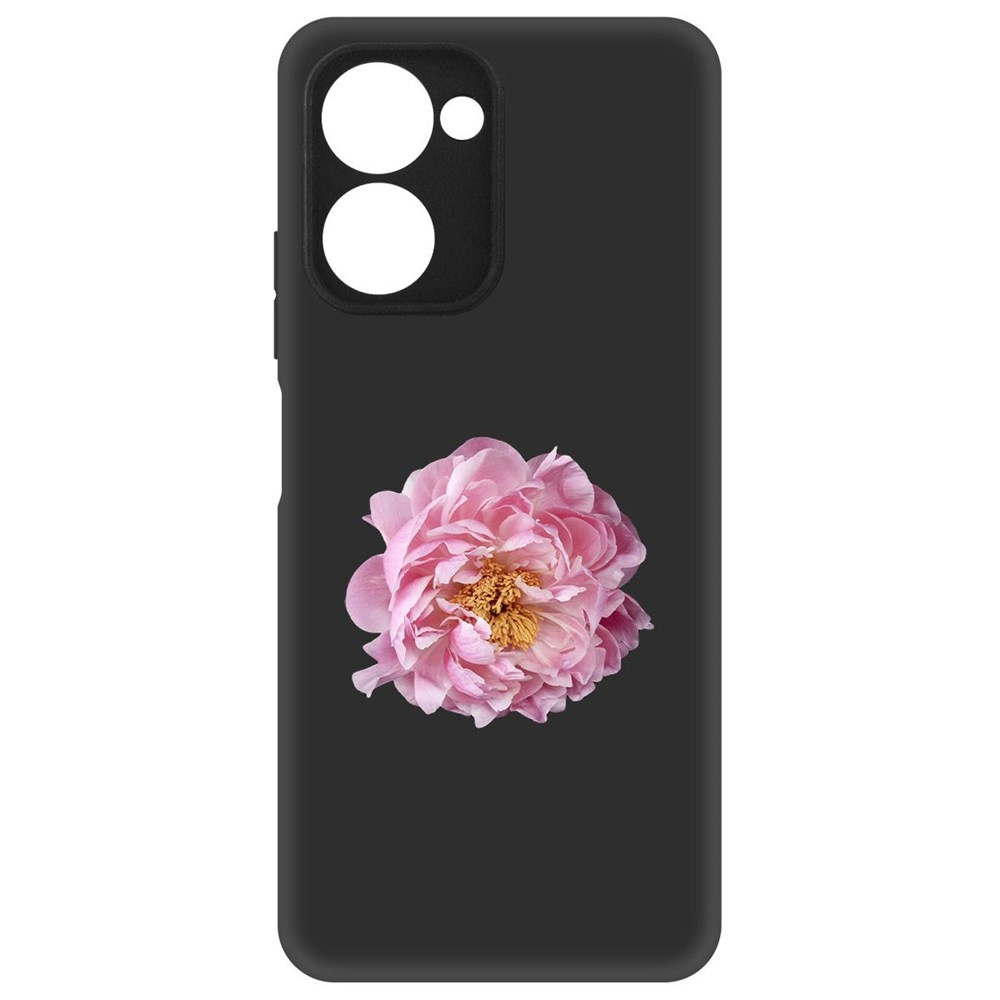 

Чехол-накладка Krutoff Soft Case Розовый пион для Realme C33 2023 черный