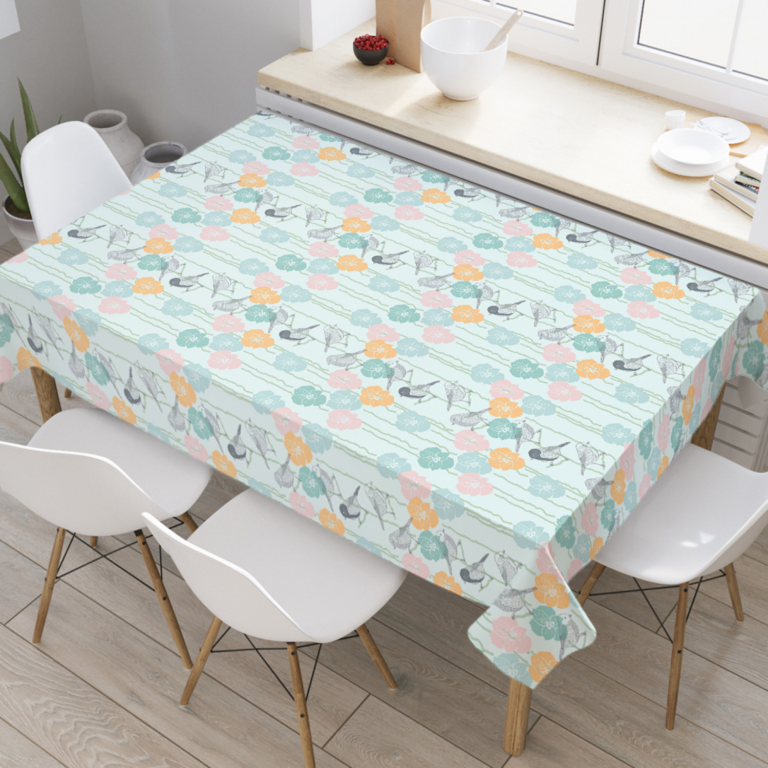 

Скатерть прямоугольная JoyArty "Цветы и птицы ностальжи" из оксфорда, 180x145см, Цветы и птицы ностальжи