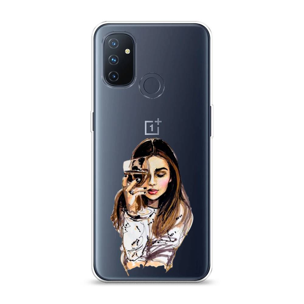 

Чехол Awog на OnePlus Nord N100 / ВанПлас Nord N100 "Девушка с бокалом", Коричневый;прозрачный;бежевый, 152450-7