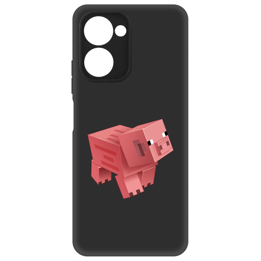 

Чехол-накладка Krutoff Soft Case Minecraft-Свинка для Realme C33 2023 черный