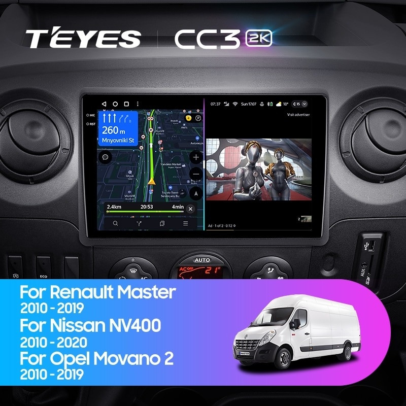 Магнитола Teyes CC3 2K 6/128 для Opel Movano 2 (2010-2019) F2