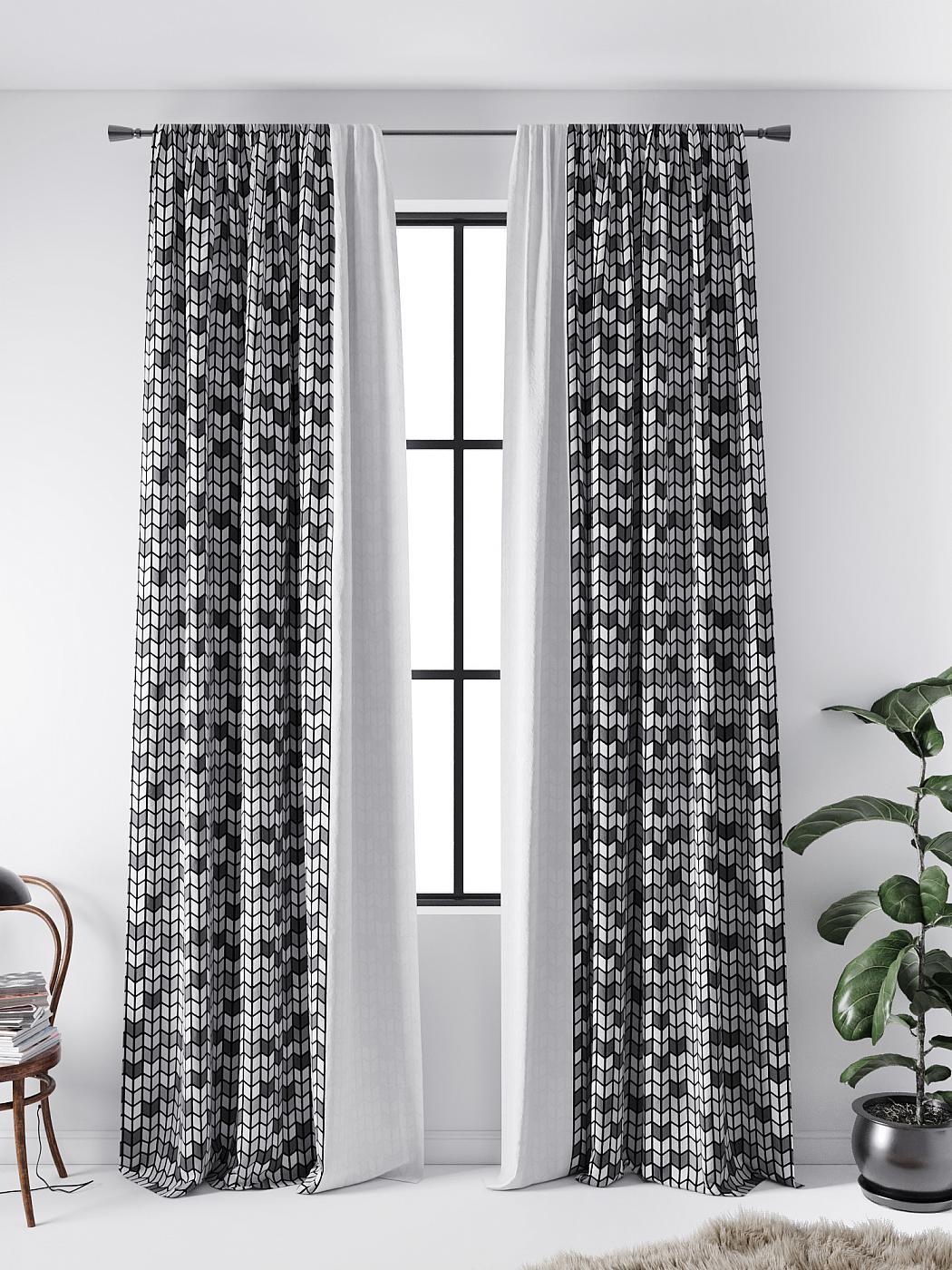 

Комплекты штор AT HOME Фенмикас (серый) высота 280 см, ширина 150 см, Белый, 543039