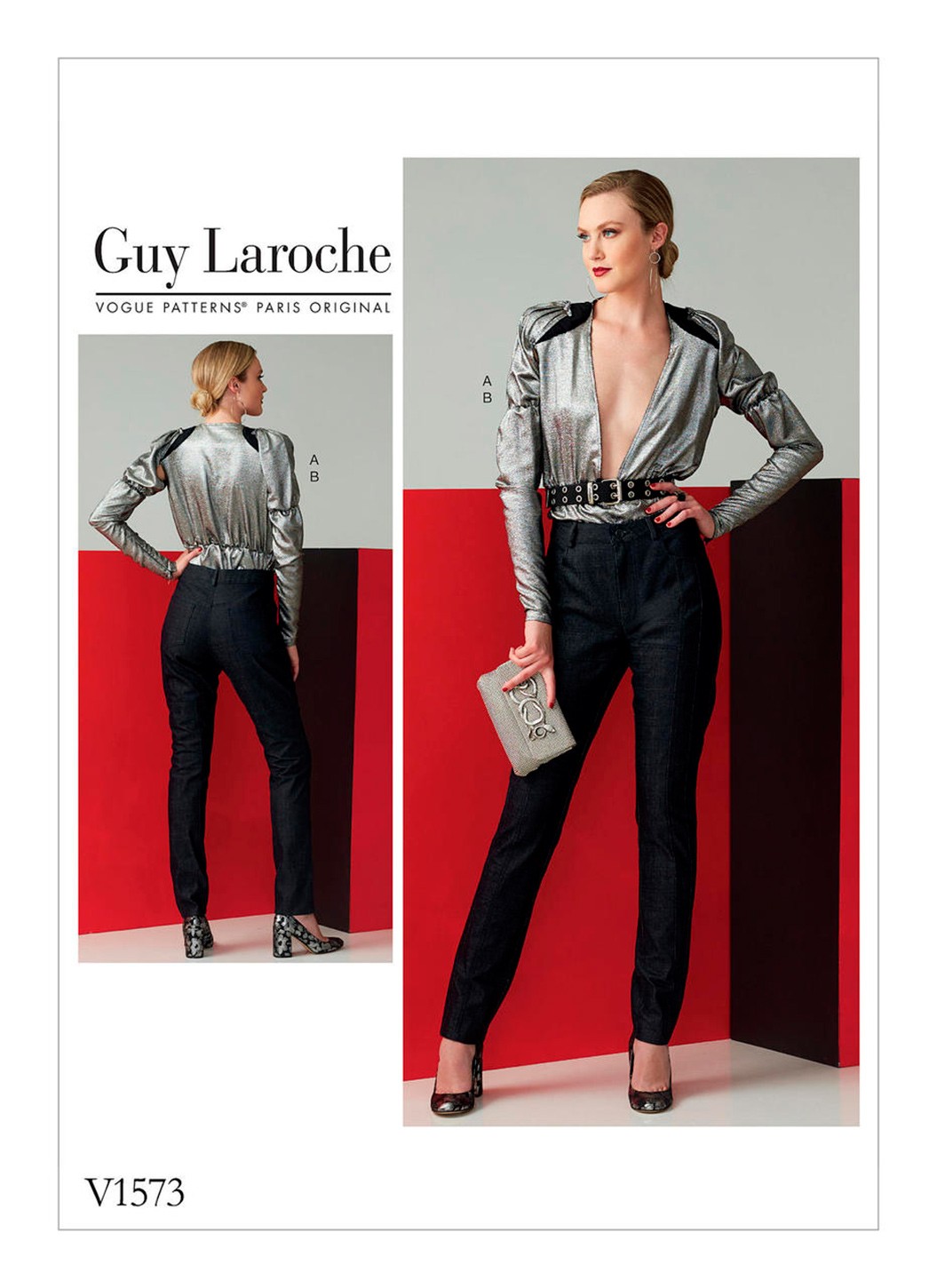 

Выкройка Vogue №1573 — Блузка с глубоким вырезом, брюки от Guy Laroche