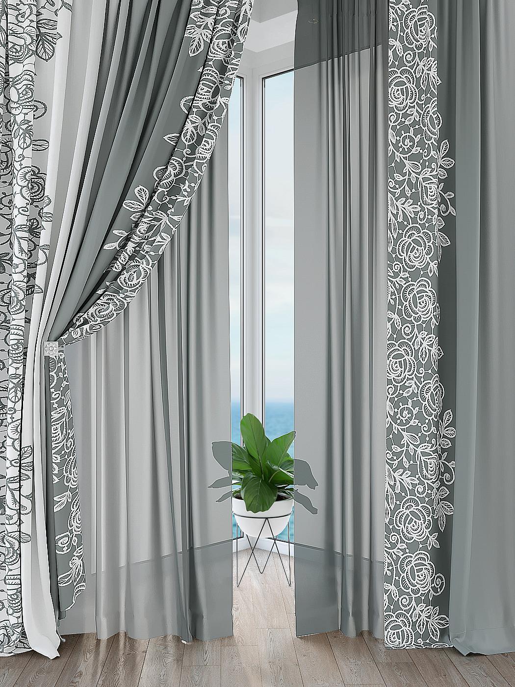 

Комплекты штор AT HOME Климерис (серый) высота 260 см, ширина 150 см, Белый, 526171