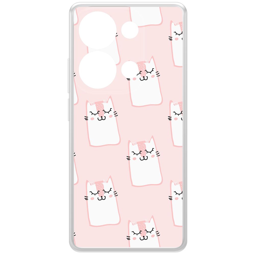 

Чехол-накладка Krutoff Clear Case Котики паттерн для Xiaomi Poco M6 Pro 4G, Прозрачный