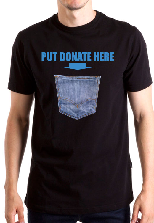 

Футболка унисекс NoBrand Jeans Pocket Donate Here черная L, Черный, Jeans Pocket Donate Here