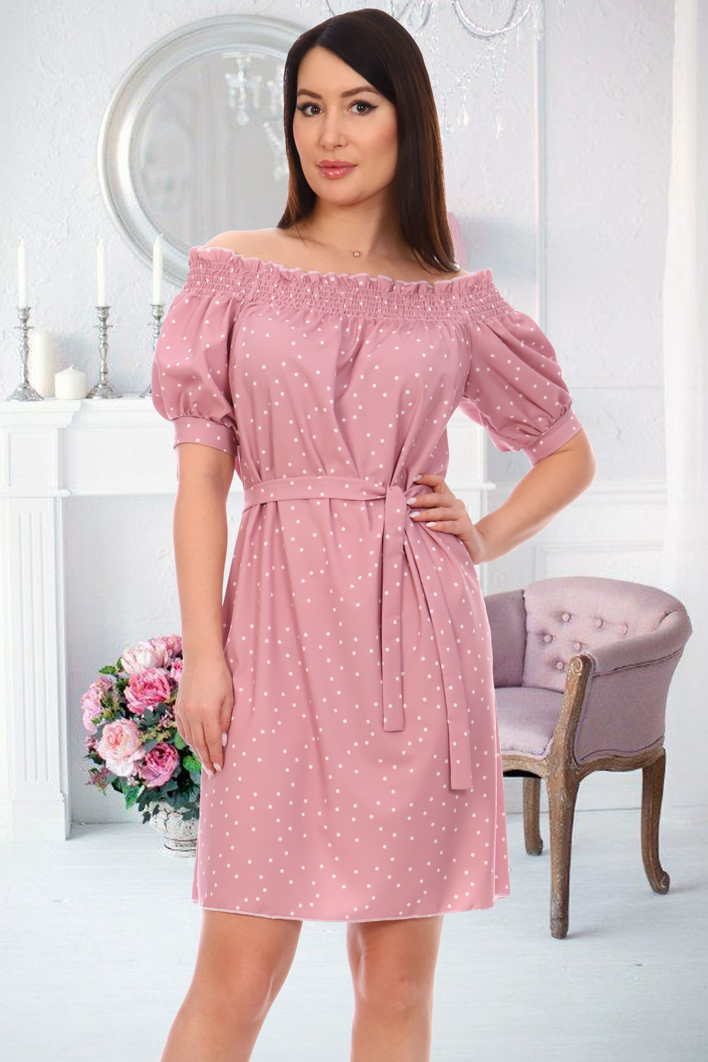 фото Платье женское миллена шарм 13608 розовое 46 ru