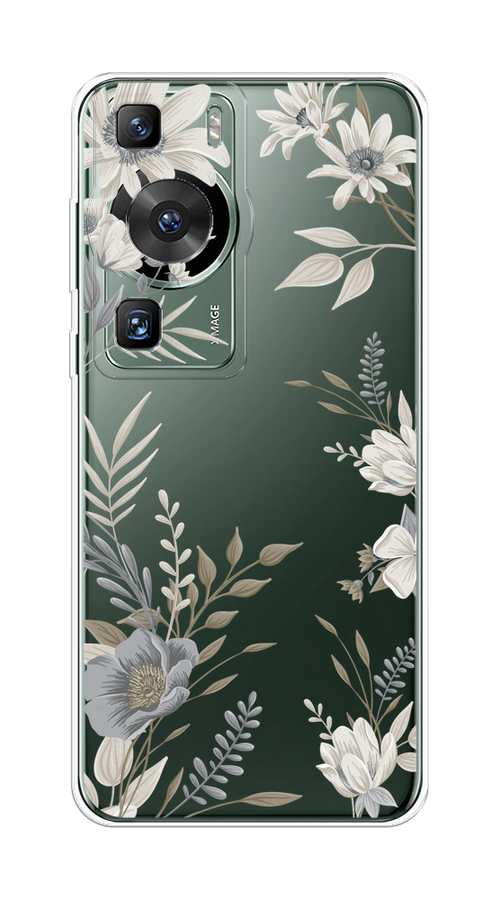 

Чехол на Huawei P60/P60 Pro "Цветы сепия", Серый;прозрачный;зеленый;белый, 6121050-1
