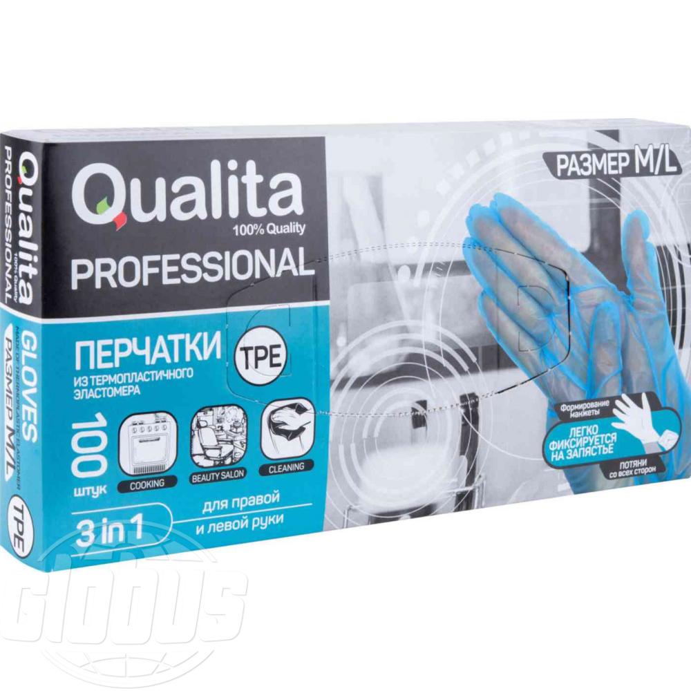 фото Перчатки qualita professional из термопластичного эластомера р m-l 100 шт